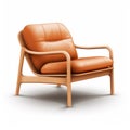 Scandinavian Style Orange Leather Lounge Chair On White Background Royalty Free Stock Photo