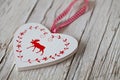 Scandinavian Style Red White Xmas Heart Ornament Royalty Free Stock Photo