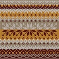 Scandinavian style seamless knitted pattern. Colors: yellow, white, brown, grey