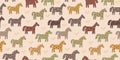 Scandinavian style seamless pattern with horses