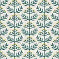 Scandinavian style tansy vector green & yellow seamless pattern