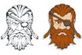 Scandinavian supreme god of Norse mythology - Odin. Hand drawing of Odin Head. Cartoon bearded man character. God Odin, Wotan,