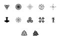 Scandinavian symbols and culture black color set solid style flat vector image