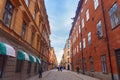 Scandinavian street, Stockholm, Sweden Royalty Free Stock Photo