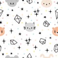 Scandinavian tribal seamless pattern with cute animals. Creative baby texture for nursery, fabric, textile, clothes. White Royalty Free Stock Photo