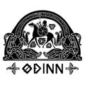 Scandinavian Viking design, God Odin on a war horse and Old Norse ornament with runes