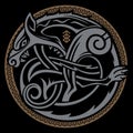 Scandinavian Viking design. Illustration of a mythological beast - Fenrir Wolf in Celtic Scandinavian style