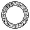 Scandinavian Viking design. Runic circle, futhark drawn in vintage style