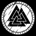 Scandinavian Viking design. Viking shield and the sign of the Old Norse God Odin - Valknut