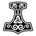 Scandinavian Viking design. Thors hammer and the Scandinavian ornament