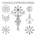 Scandinavian viking grunge symbols set