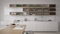 Scandinavian white kitchen, minimalistic interior