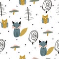 Scandinavian woodland seamless pattern