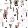 Scandinavian woodland seamless pattern