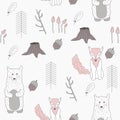 Scandinavian woodland seamless pattern.