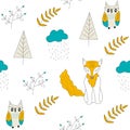 Scandinavian woodland seamless pattern