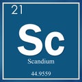 Scandium chemical element, blue square symbol