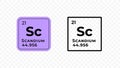 Scandium, chemical element of the periodic table vector