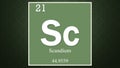 Scandium chemical element symbol on dark green abstract background