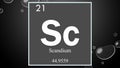 Scandium chemical element symbol on wide bubble background