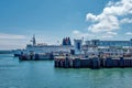 Scandlines ferry stands in the port on the Baltic Sea