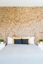 Scandynacian style cork wall in bedroom Royalty Free Stock Photo