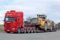 Scania 164G Semi Truck Heavy Wheel Loader Transport Royalty Free Stock Photo