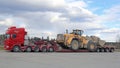 Scania 164G Semi Truck Transports Wheel Loader as Oversize Load