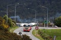 Scania lorry tanker, main road in countryside, NZ