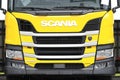Yellow Scania P450 Truck Front Detail