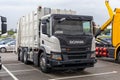 SCANIA P280 XT garbage truck at WasteTech 2021. Moscow, Russia - September 7-9, 2021