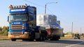 Scania R500 Hauls Wide Load Accompanied by an Escort Car
