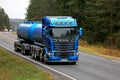 Scania R580 Tank Truck on Rural Road Royalty Free Stock Photo