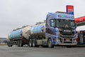 Scania R520 Tanker Transports AdBlue to Diesel Filling Station Royalty Free Stock Photo