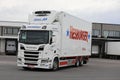 Scania Refrigerated Trailer Exits Loading Zone