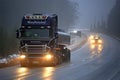 Scania Semi R500 Tank Truck in Fog Royalty Free Stock Photo