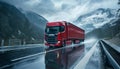 Scania truck on a rainy day, photographed in high definition, showcasing its durability and performance in different weather