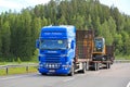 Scania V8 Truck Hauls New Holland Crawler Excavator