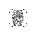 Scanned fingerprint in the frame hand drawn outline doodle icon. Royalty Free Stock Photo