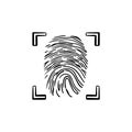 Scanned fingerprint in the frame hand drawn outline doodle icon. Royalty Free Stock Photo