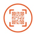 Scanner, barcode, qr code icon. Orange vector sketch