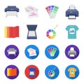 Scanner, color palette and other equipment. Typography set collection icons in cartoon,flat style vector symbol stock