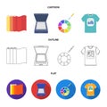 Scanner, color palette and other equipment. Typography set collection icons in cartoon,outline,flat style vector symbol