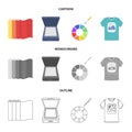 Scanner, color palette and other equipment. Typography set collection icons in cartoon,outline,monochrome style vector