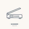 Scanner flat line icon. Office scanning device sign. Thin linear logo for printery, equipment store