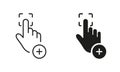 Scanner for Human Finger Print Identification. Scan Fingerprint Password to Access Line and Silhouette Icon Set. Touch Royalty Free Stock Photo