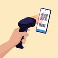 Scanner recognizing a QR code