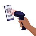 Scanner recognizing a QR code