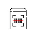 Scanning bar code with smart phone. Shopping at supermarket, tracking shipments or paying with e-wallet. Editable icon Royalty Free Stock Photo