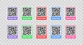 Set of vector frames of qr code with inscription scan me vector design. Scanning barcode banners graphic design